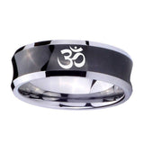 10mm-Om-Aum-Yoga--Concave-Black-Tungsten-Carbide-Engagement-Ring