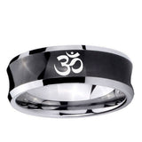 5, 8mm Om Aum Yoga Concave Black Tungsten Ring