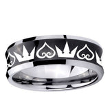 5, 8mm Hearts and Crowns Concave Black Tungsten Ring
