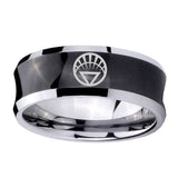 5, 8mm White Lantern Concave Black Mens Wide Band Rings