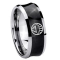 8MM White Lantern Concave Black Mens Wide Band Rings