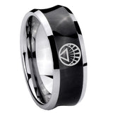 8mm White Lantern Concave Black Mens Wide Band Rings