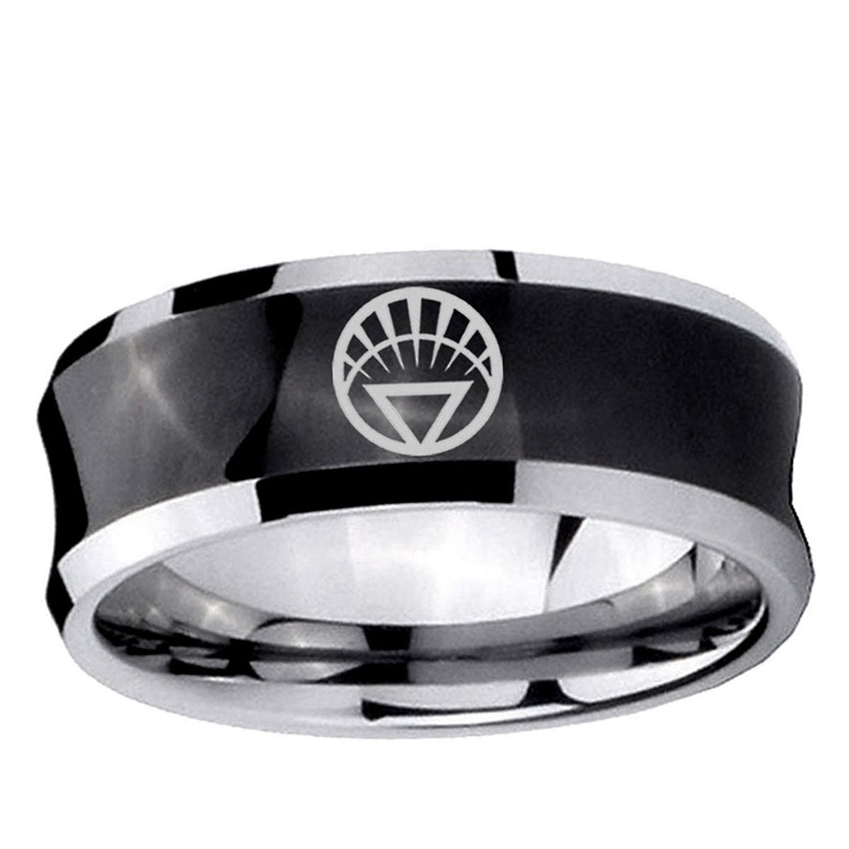 5MMWhite Lantern Concave Black Mens Wide Band Rings