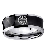 5, 8mm White Lantern Concave Black Mens Wide Band Rings
