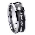 8MM Sound Wave, I love you more Concave Black Tungsten Custom Ring