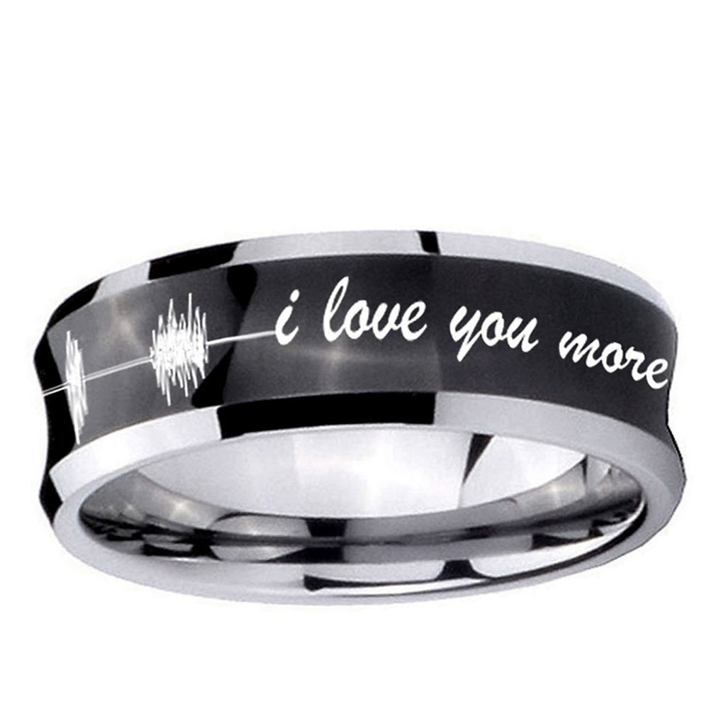 5MMSound Wave, I love you more Concave Black Tungsten Custom Ring