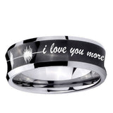 5, 8mm Sound Wave, I love you more Concave Black Tungsten Ring