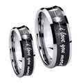 Sound Wave, I love you more Concave Black Tungsten Couple Band Set