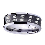 10mm-Deer-Tracks-Concave-Black-Tungsten-Carbide-Men's-Bands-Ring