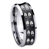 8mm Deer Tracks Concave Black Tungsten Carbide Engagement Ring