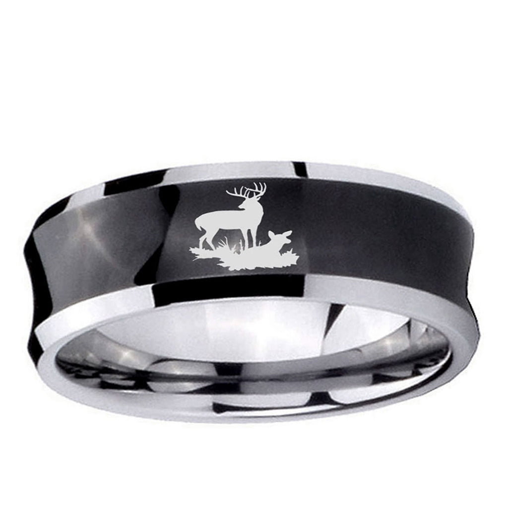 10mm Deer Hunting Concave Black Tungsten Ring