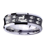 8mm-Deer-Hunting-Tracks-Concave-Black-Tungsten-Carbide-Mens-Anniversary-Ring