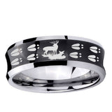 5, 8mm Deer Hunting Tracks Concave Black Tungsten Ring