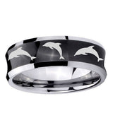 5, 8mm Dolphins Concave Black Tungsten Ring