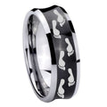 10mm Foot Print Concave Black Tungsten Carbide Men's Promise Rings