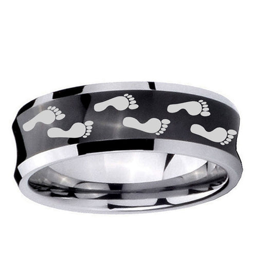 10mm Foot Print Concave Black Tungsten Ring
