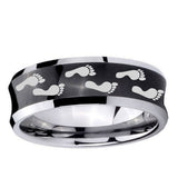 5, 8mm Foot Print Concave Black Tungsten Ring
