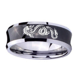 8mm-Dragon-Concave-Black-Tungsten-Carbide-Mens-Wedding-Ring