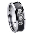 10mm Dragon Concave Black Tungsten Carbide Mens Ring Personalized