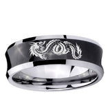 10mm Dragon Concave Black Tungsten Ring