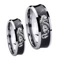 Dragon Concave Black Tungsten Couple Wedding Bands
