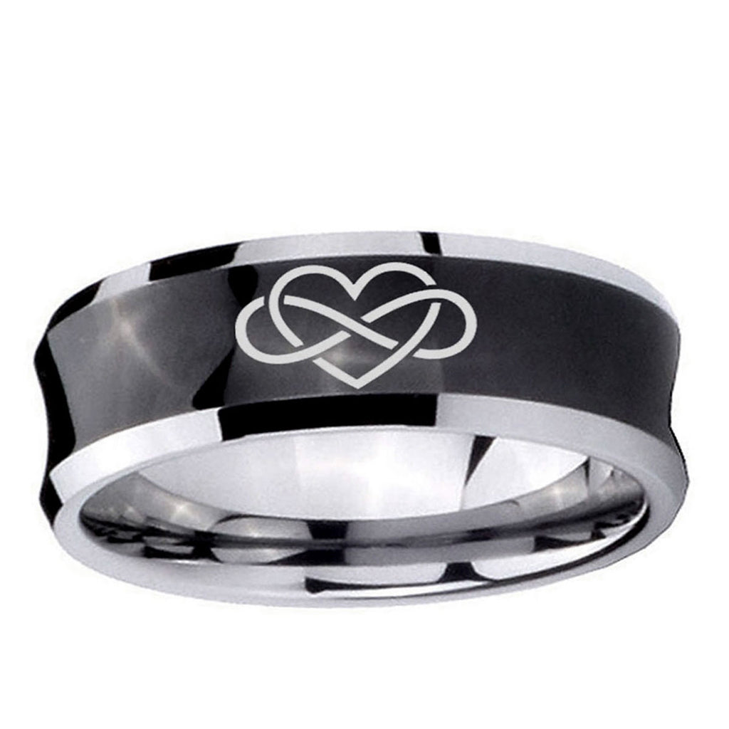 10mm Infinity Love Concave Black Tungsten Ring