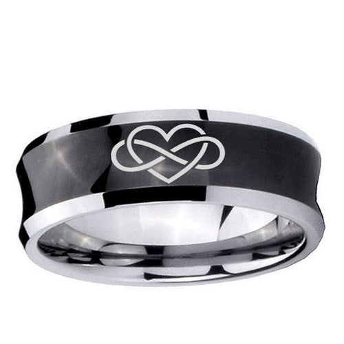 10mm Infinity Love Concave Black Tungsten Ring