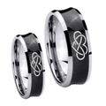 Infinity Love Concave Black Tungsten His Hers Ring Set