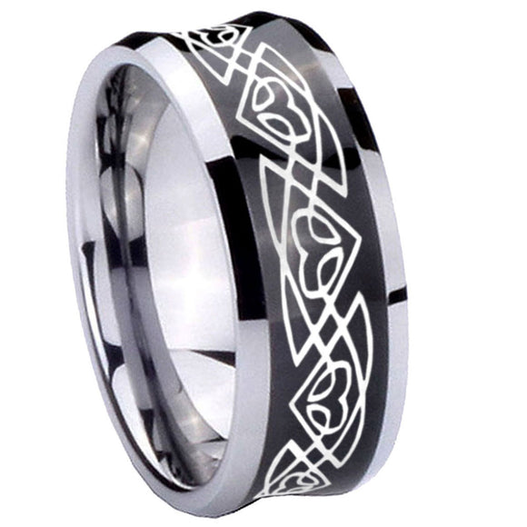 10mm-Celtic-Braided-Concave-Black-Tungsten-Carbide-Men's-Engagement-Band