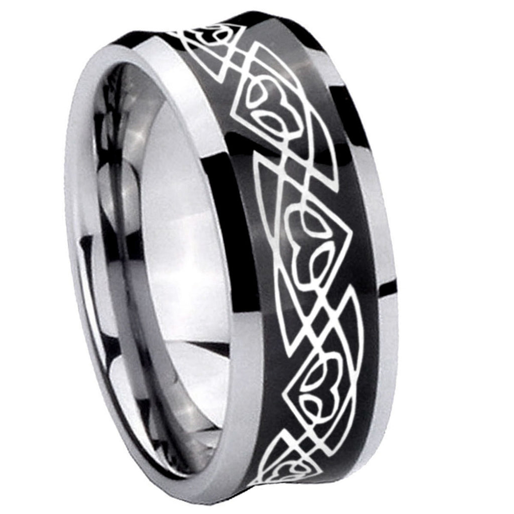 8MM Celtic Braided Concave Black Tungsten Custom Ring for Men