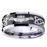 10mm-Irish-Claddagh-Concave-Black-Tungsten-Carbide-Men's-Engagement-Band