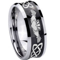 8MM Irish Claddagh Concave Black Tungsten Mens Bands Ring