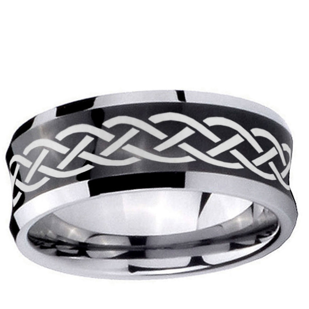 10mm Celtic Knot Concave Black Tungsten Ring