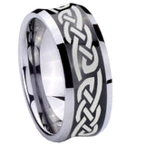 10mm-Celtic-Knot-Infinity-Love-Concave-Black-Tungsten-Carbide-Men's-Engagement-Band