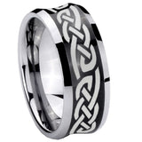 10mm Celtic Knot Infinity Love Concave Black Tungsten Carbide Men's Engagement Band