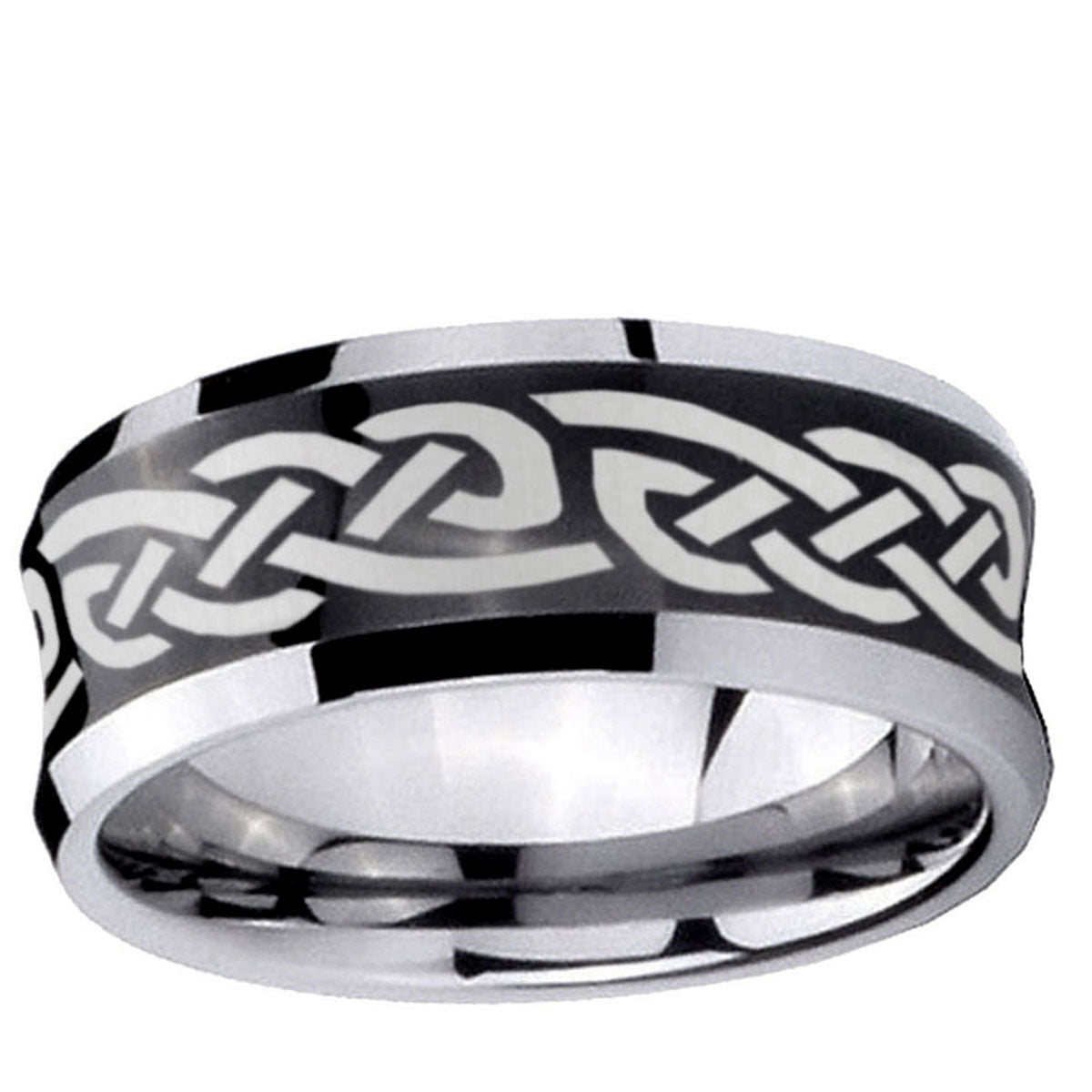 5MMCeltic Knot Infinity Love Concave Black Tungsten Ring