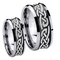 Celtic Knot Infinity Love Concave Black Tungsten Couple Wedding Bands