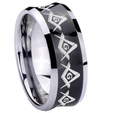 10mm-Masonic-Square-and-Compass-Concave-Black-Tungsten-Carbide-Men's-Engagement-Band