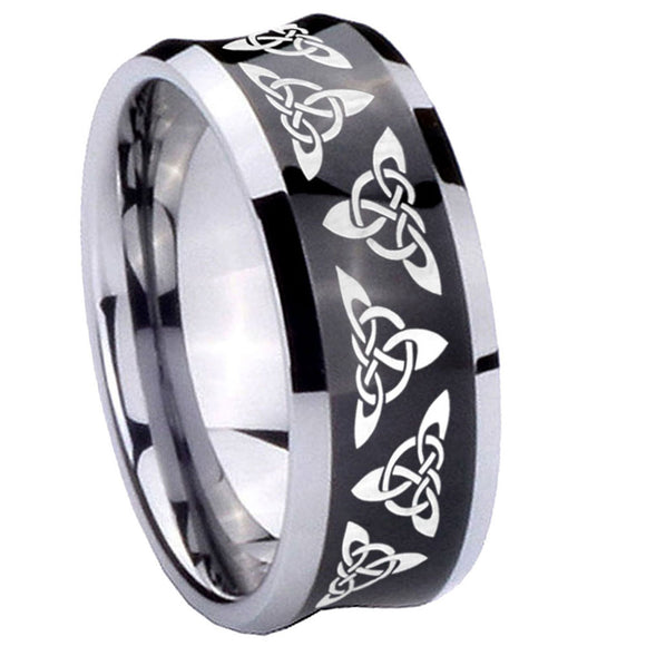10mm-Celtic-Knot-Concave-Black-Tungsten-Carbide-Men's-Engagement-Band