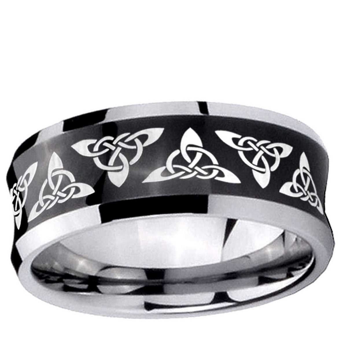 10mm Celtic Knot Concave Black Tungsten Ring