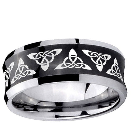 10mm Celtic Knot Concave Black Tungsten Ring