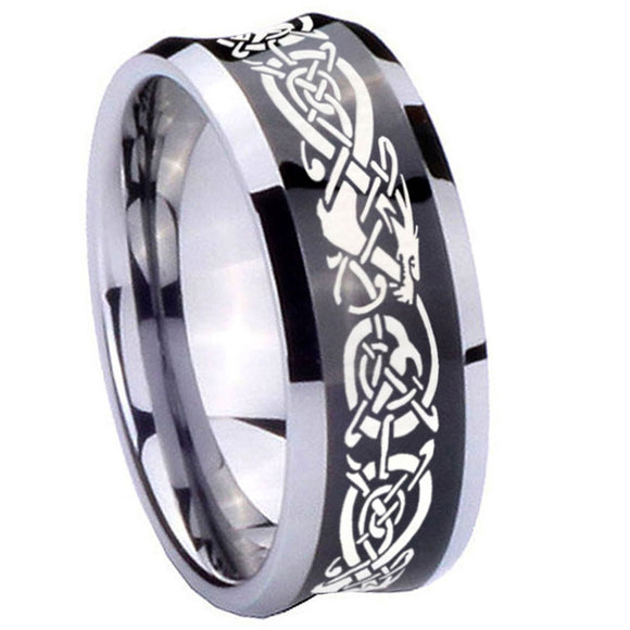 10mm-Celtic-Knot-Dragon-Concave-Black-Tungsten-Carbide-Rings-for-Men