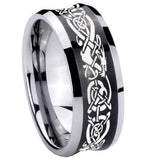10mm Celtic Knot Dragon Concave Black Tungsten Carbide Rings for Men