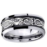 10mm Celtic Knot Dragon Concave Black Tungsten Ring
