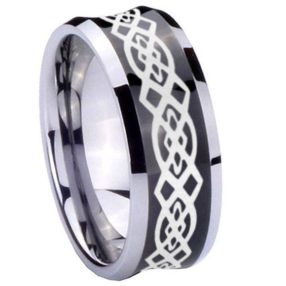 10mm-Celtic-Knot-Concave-Black-Tungsten-Carbide-Wedding-Band-Mens