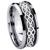 8mm Celtic Knot Concave Black Tungsten Carbide Mens Engagement Band