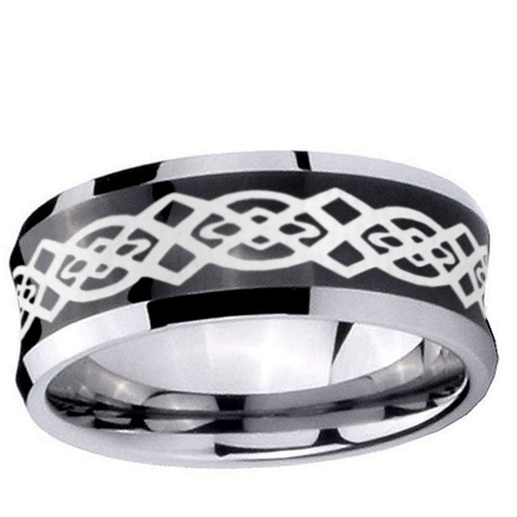 10mm Celtic Knot Concave Black Tungsten Ring