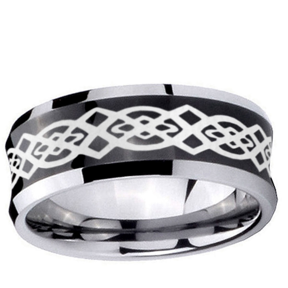 10mm Celtic Knot Concave Black Tungsten Ring