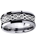 5, 8mm Celtic Knot Concave Black Tungsten Ring