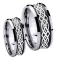 Celtic Knot Concave Black Tungsten Wedding Set Ring